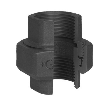 Union coupling Fig. 340 black casted iron with female thread BSPP, straight connection, conical seal